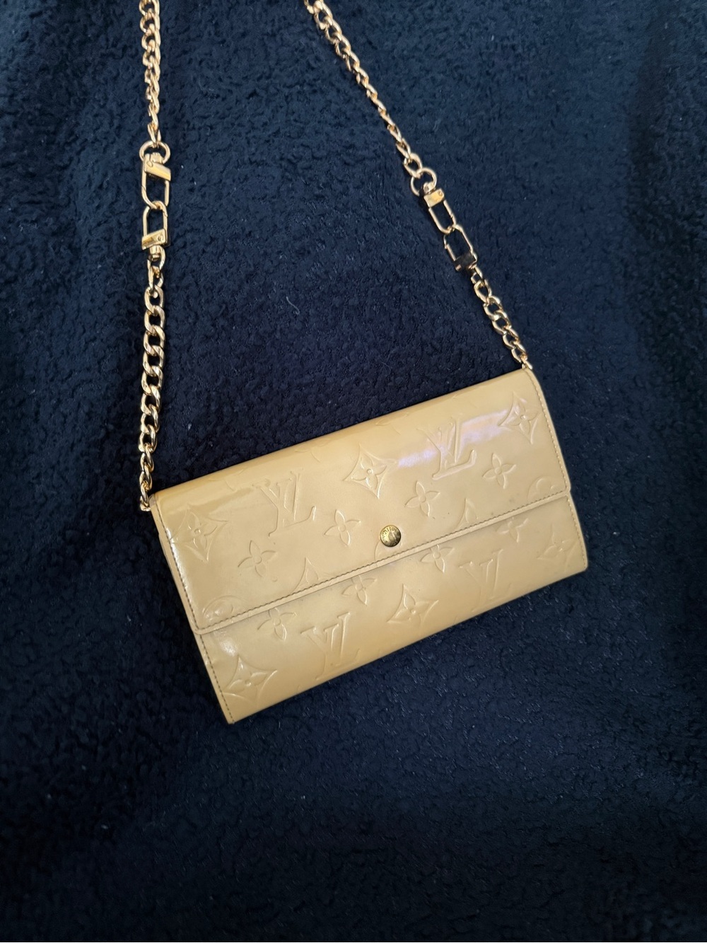 Louis Vuitton Patent Monogram Chain Crossbody in Pale Yellow